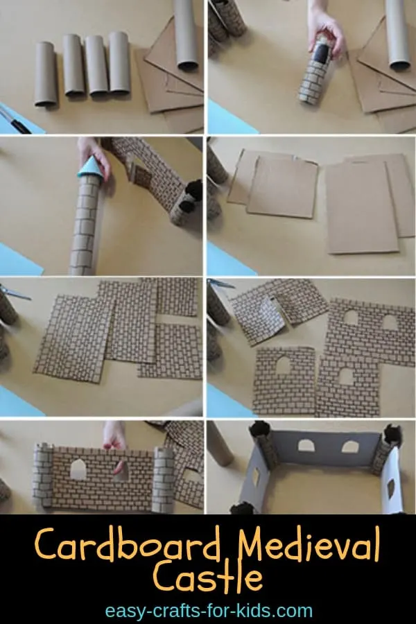 Here's how to make a cardboard castle. Click to see the finished project. Kids have so much fun with this castle! #funforkids #cardboardcastle #toycastle #carboardcrafts