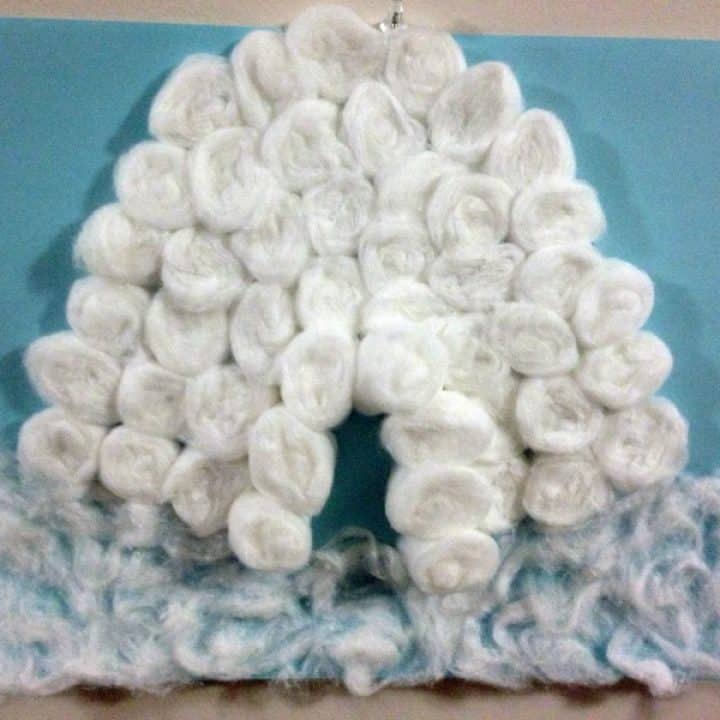 Cotton balls igloo