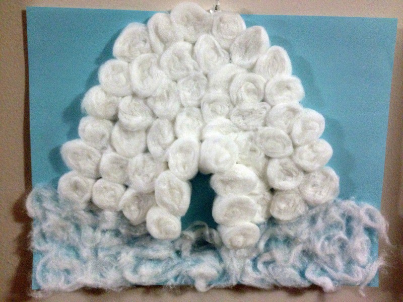 Cotton balls igloo