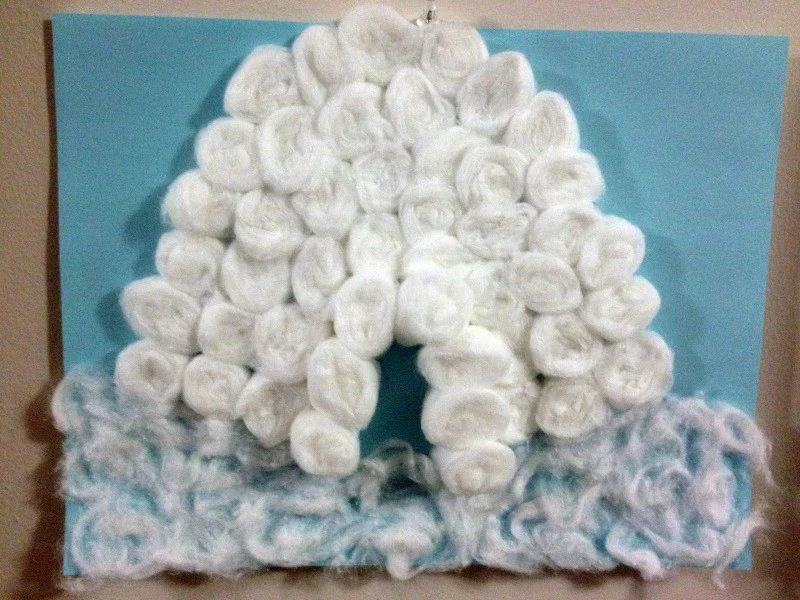 Cotton balls igloo
