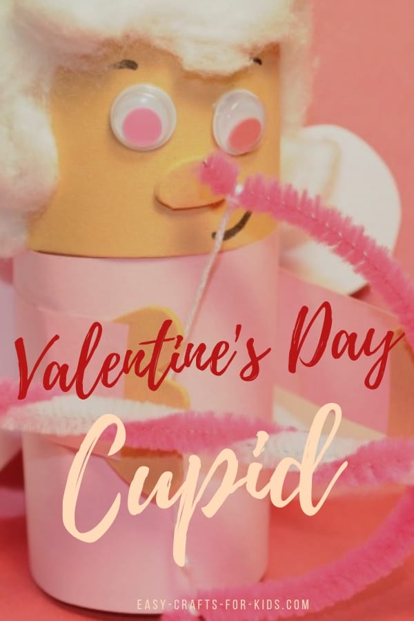 If you are looking for some simple Valentine's day crafts for kids, this Valentine day cupid craft is easy to make perfect to share with friends at school. #valentinesdaycrafts #craftsforkids #kidscrafts #kiddsvalentinecrafts #cupid #love #valentine #kidsactivities #tpcrafts #toiletpaperrollcrafts 