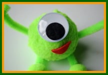 Step 6 - attachign the monster's googly eye