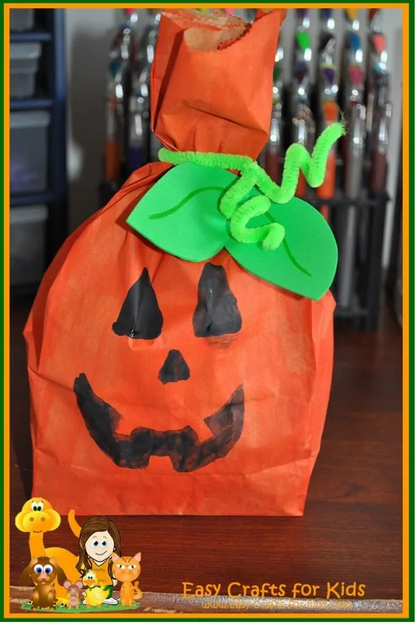 Pumpkin treat bag filled with goodies