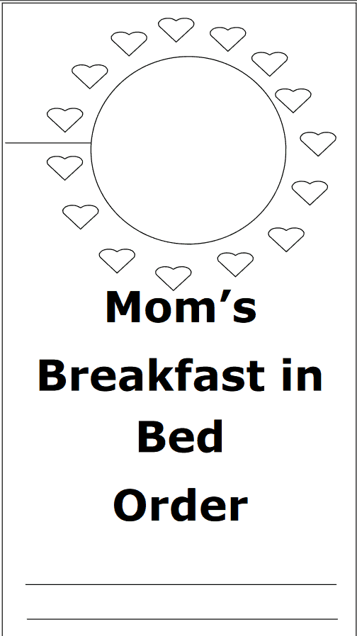 Mom's breakfast in bed printable