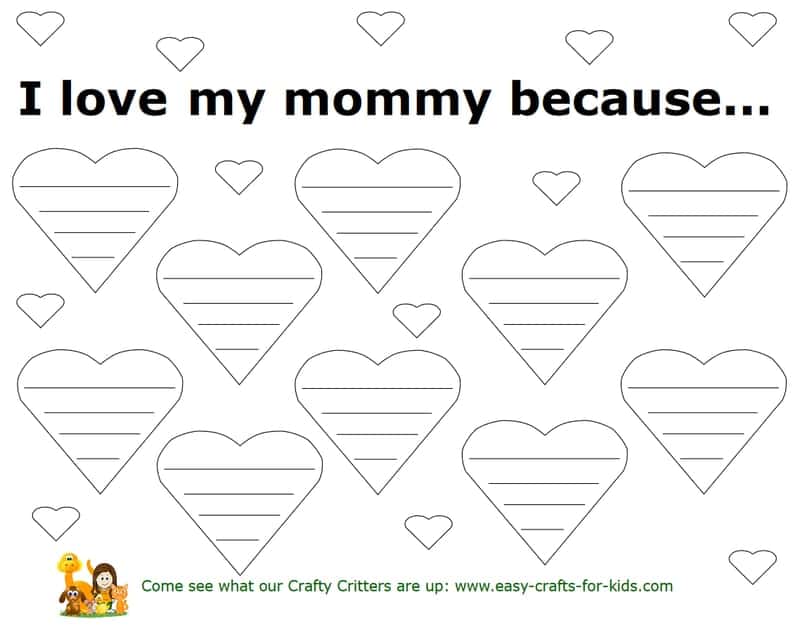 I love my mommy because... free printable