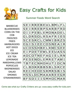 Summer food word search
