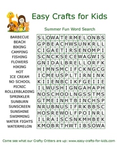 Sumer fun word search