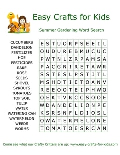 Summer gardening word search
