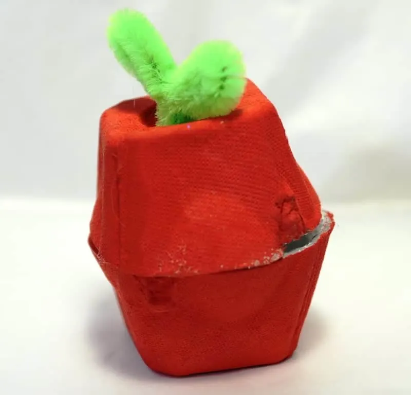 Finished egg carton apple craft
