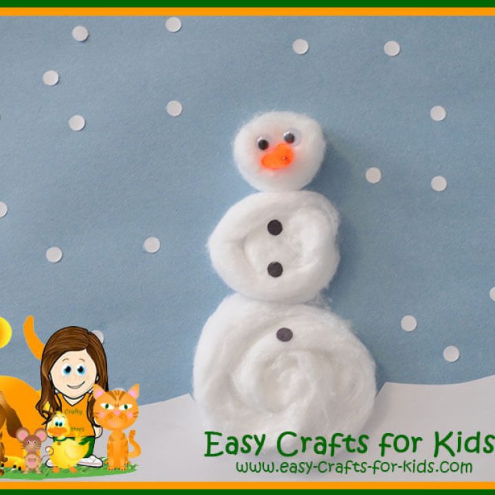 Snowman Craft With Cotton Balls and Construction Paper! Easy and