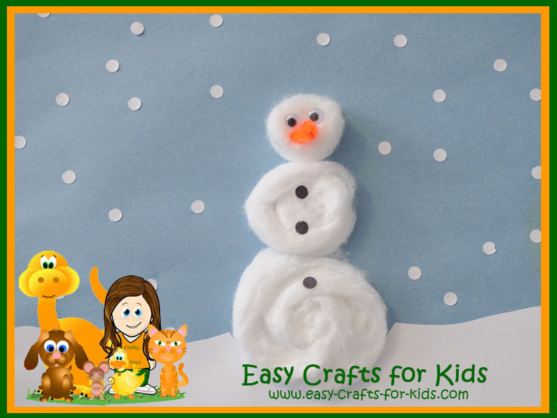 Cotton Ball Snowman Winter Craft for Toddlers & Preschoolers