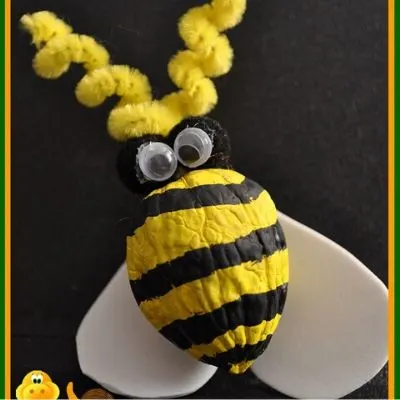 bumble bee craft with walnuts