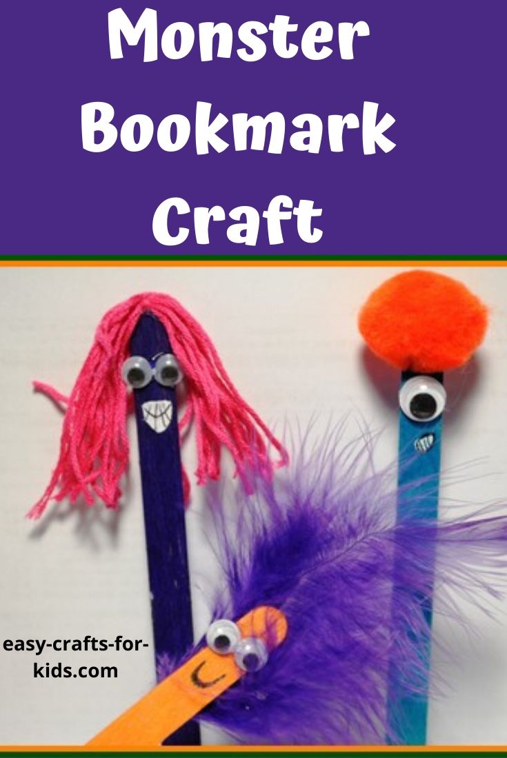 monster bookmark craft for kids