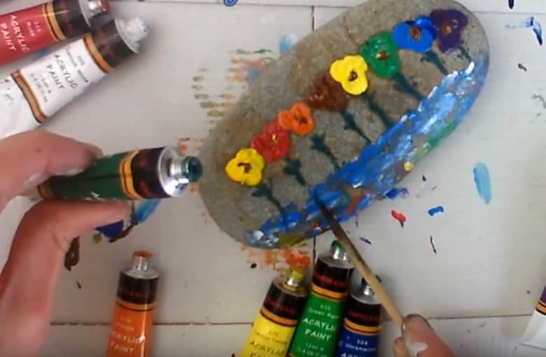 Paint stems in water reflection