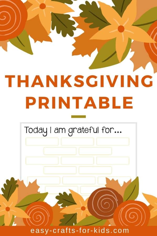 Thanksgiving printable - teaching kids to be grateful