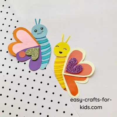 heart butterfly craft with paper
