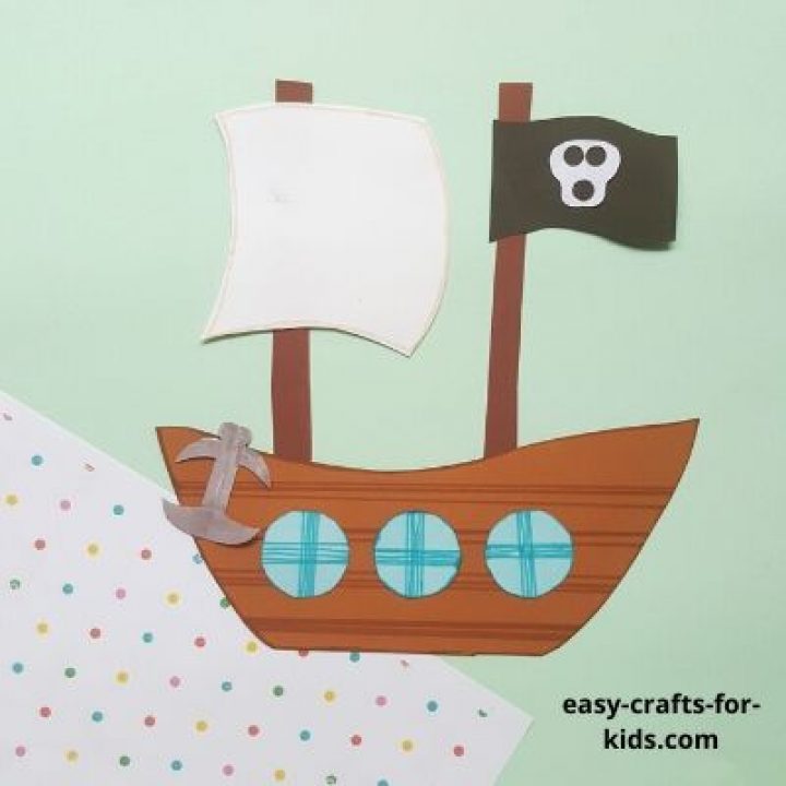 Coloring Page Outline Of Cartoon pirate ship. Sailboat with black sails  with skull in sea drawing. Coloring book for kids. Stock Vector | Adobe  Stock