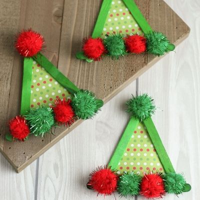 Elf Hat Craft With Popsicle Sticks - Christmas Elf Decorations Homemade