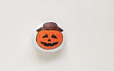 pumpkin halloween rock painting idea