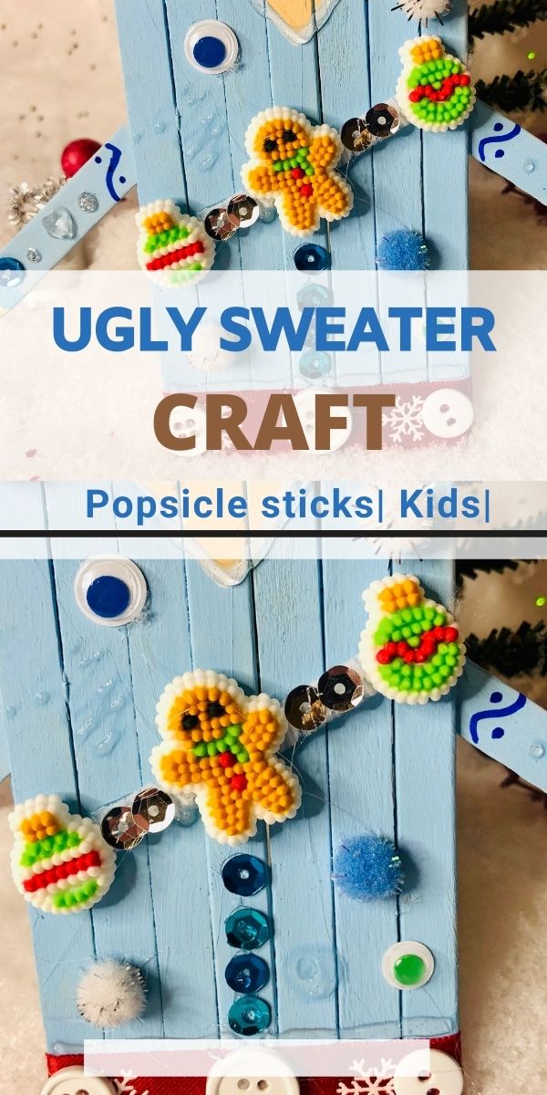 ugly sweater craft with popsicle sticks for kids