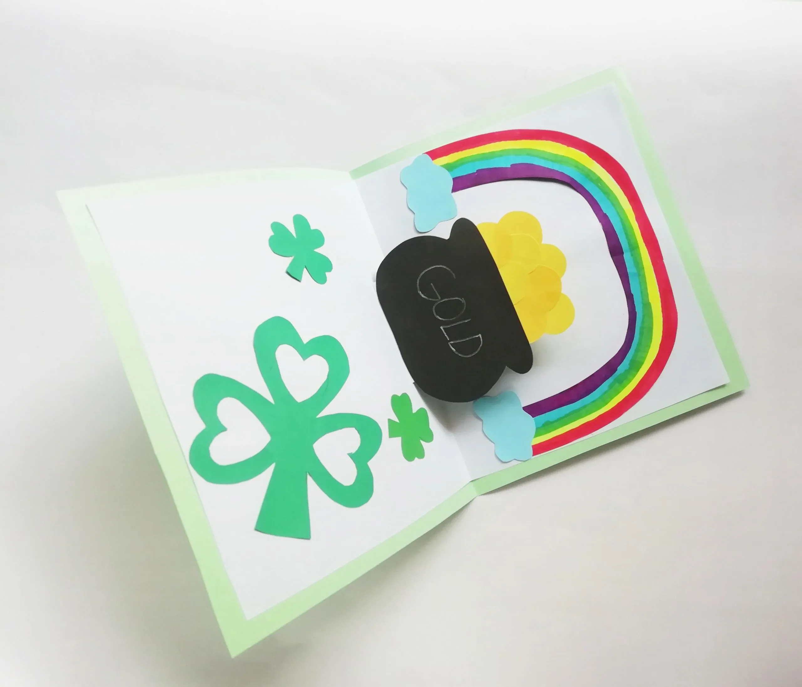 inside of st Patrick's day pop up card