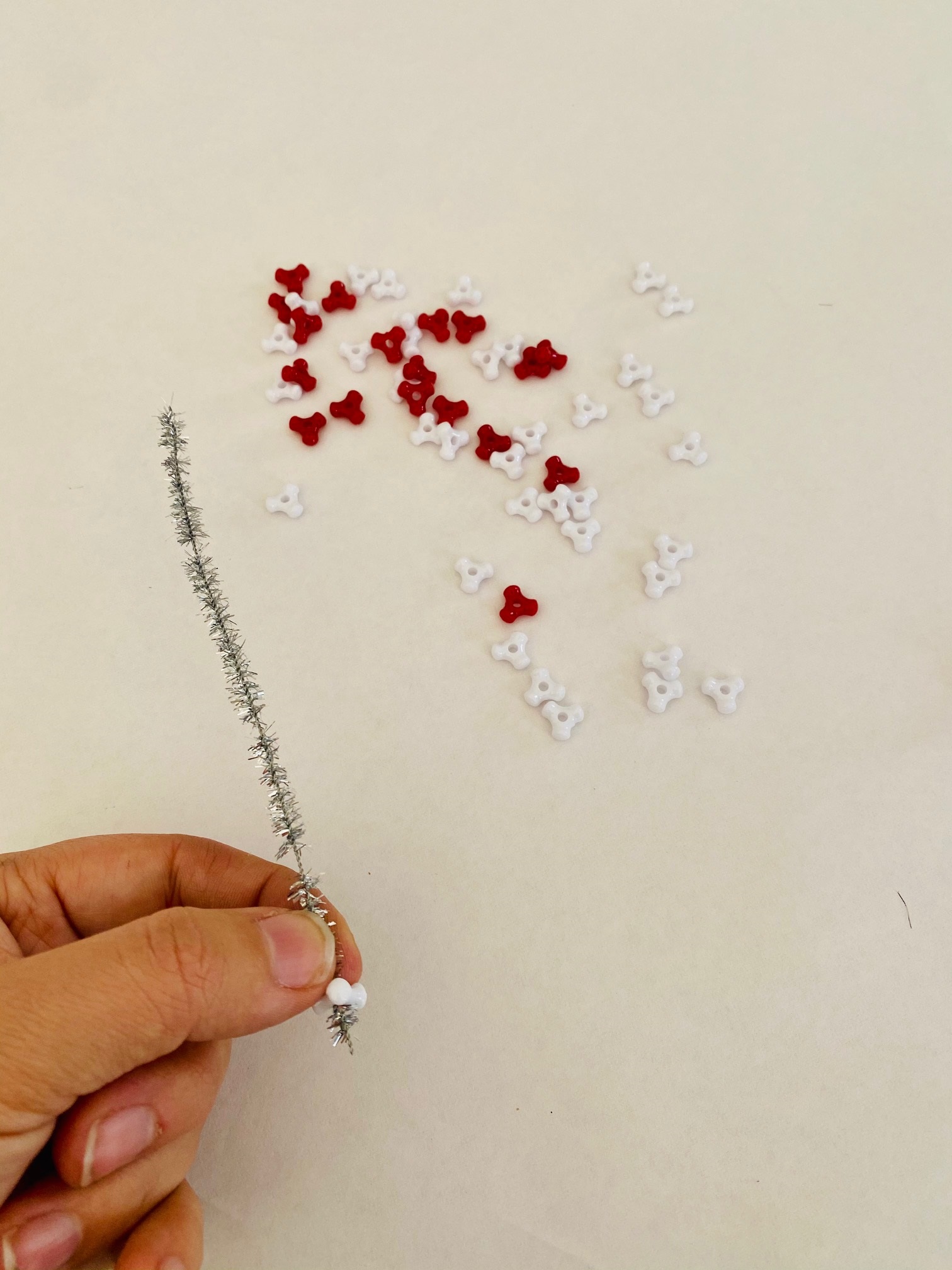 candy cane bead ornament craft process