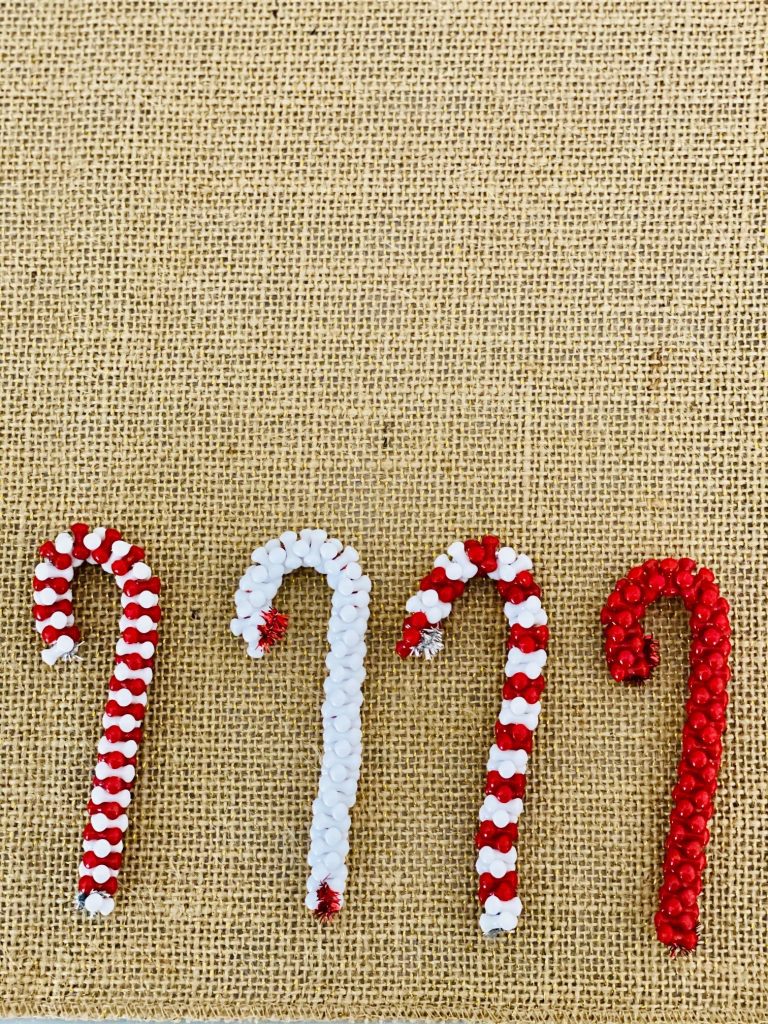 Candy Cane Ornaments with Beads Easy Crafts For Kids