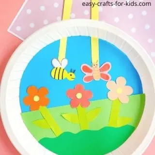 paper plate summer craft with bee and butterfly