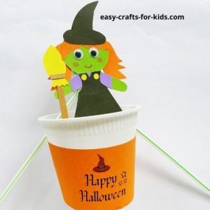 Plastic Cup Pop Up Witch Paper Craft
