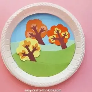 fall tree craft with paper plate