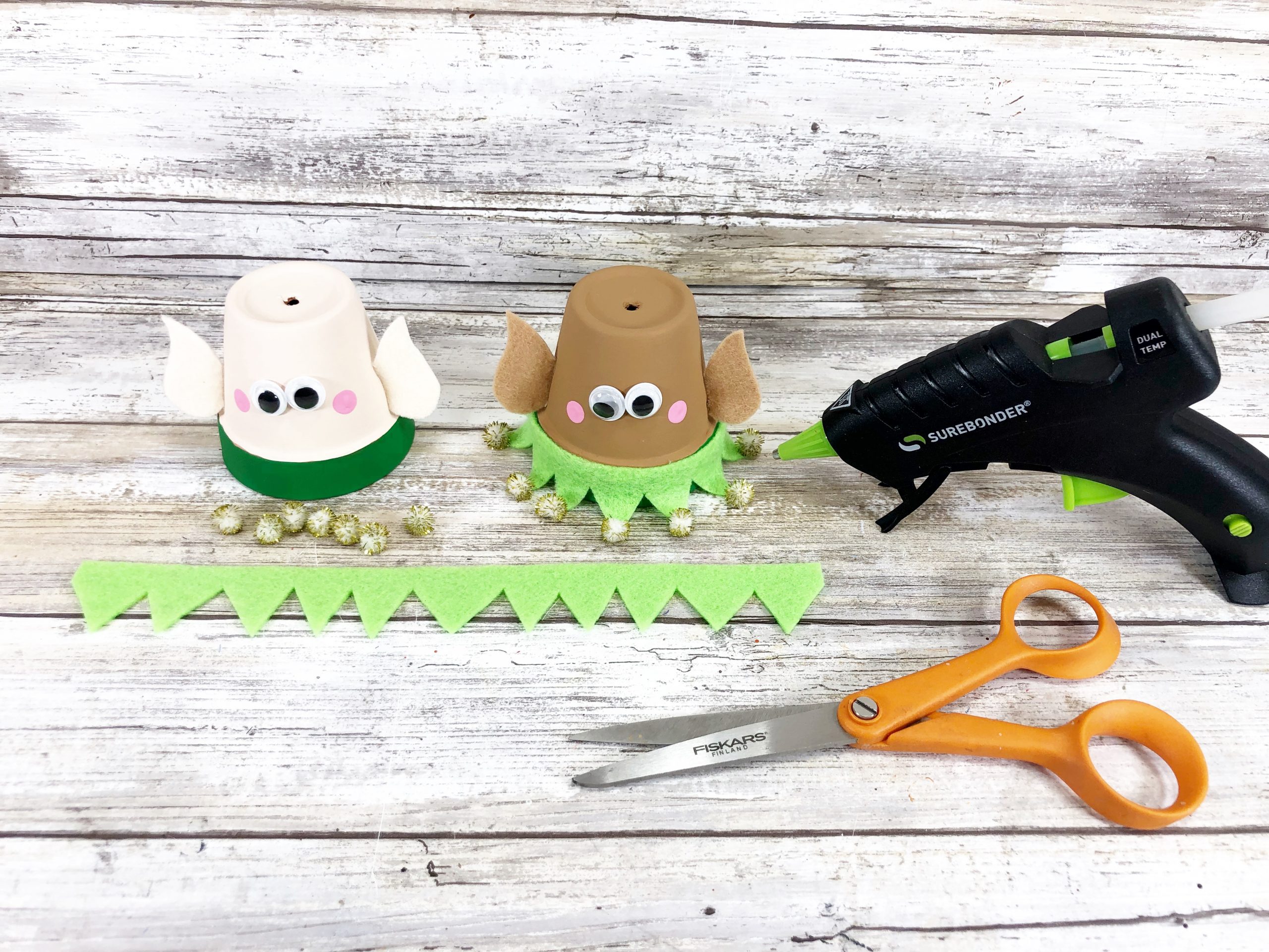 diy clay pot elf ornament