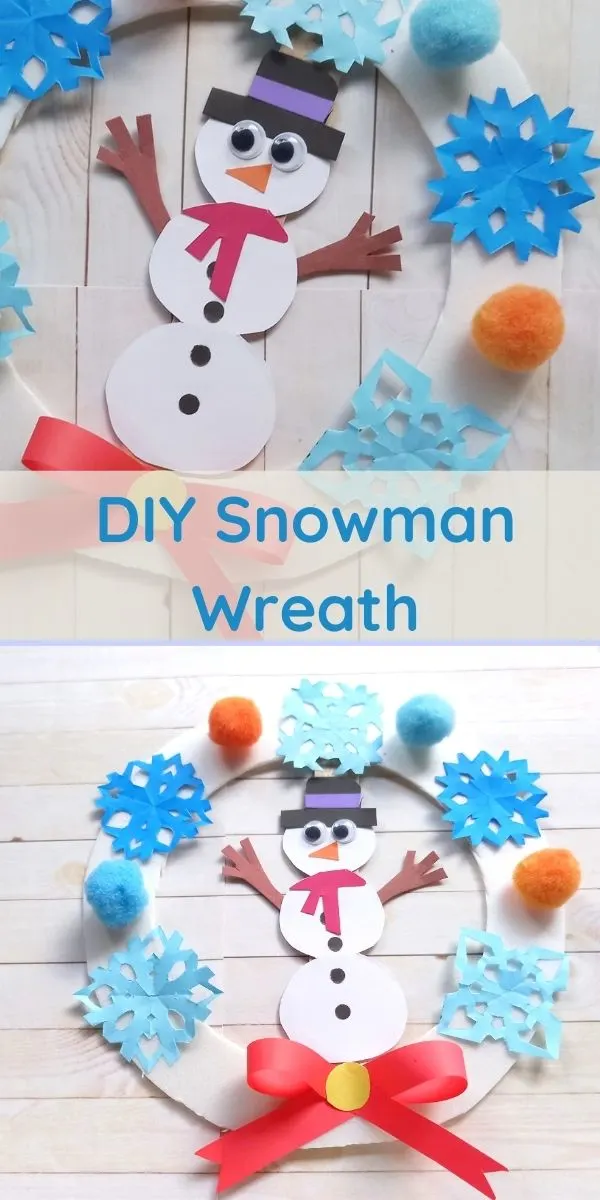Winter Snowman Wreath Craft with paper