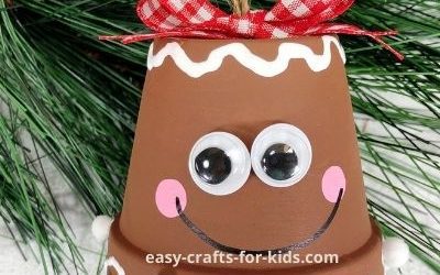 gingerbread woman Christmas clay pot craft