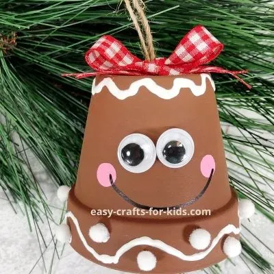 gingerbread woman Christmas clay pot craft