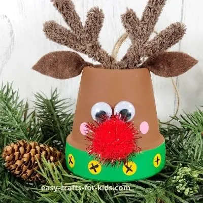 reindeer Christmas clay pot craft
