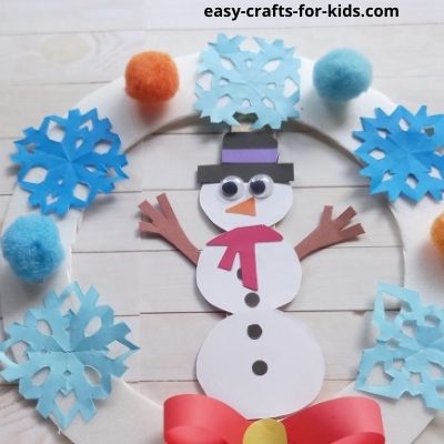 Winter Snowman Wreath Craft for Kids