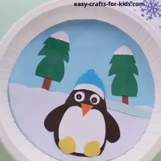 Moving Eyes Penguin Paper Plate Craft