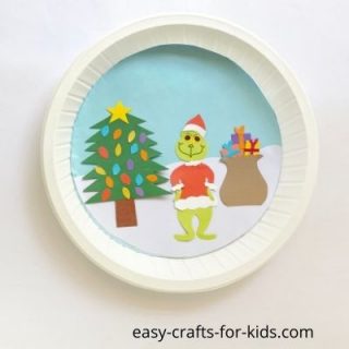 christmas grinch craft with paper plate