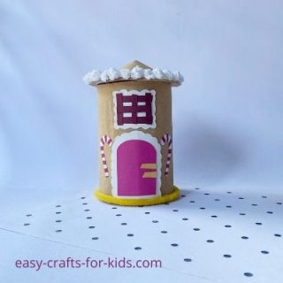 gingerbread house craft with pringles can