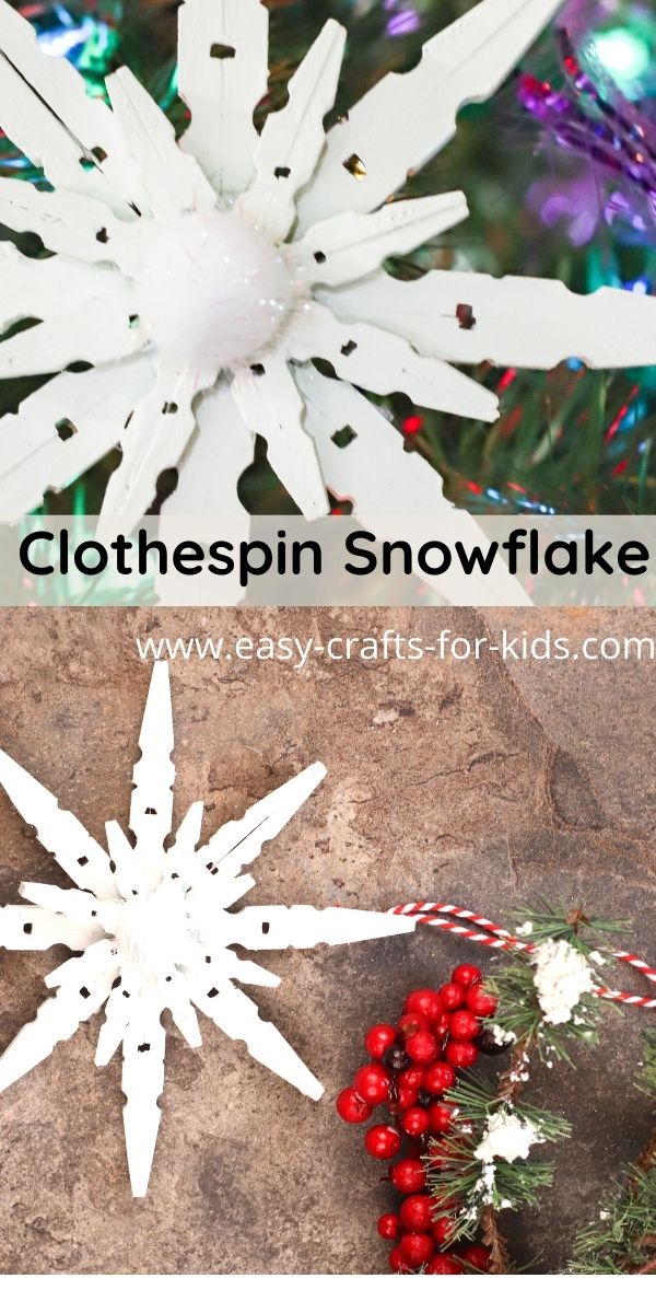Clothespin Snowflake Christmas Tree Ornament