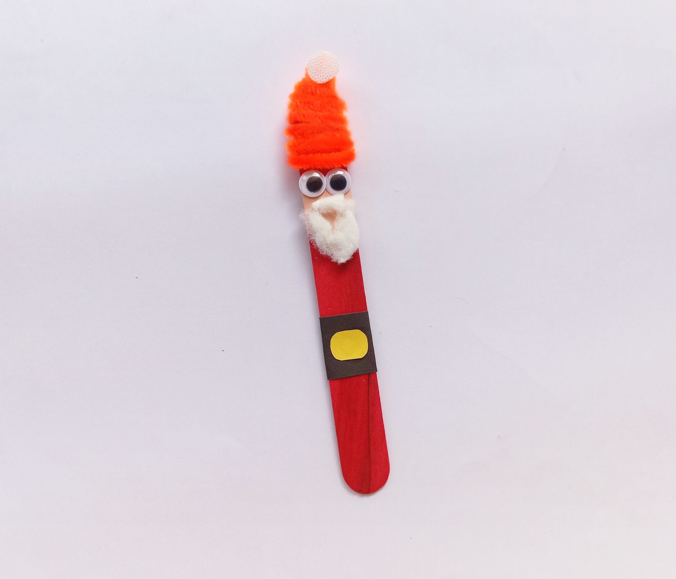 how to make a popsicle stick Santa bookmark