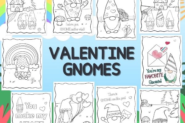 Free Gnome Valentine Coloring Pages