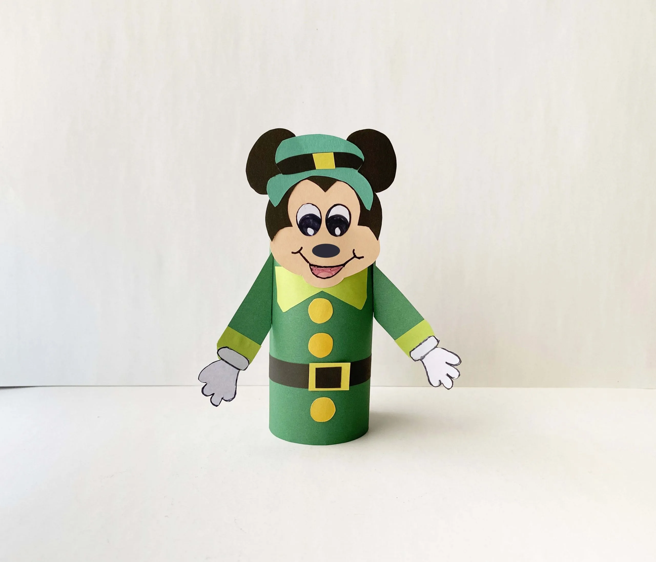 Mickey Mouse Leprechaun Craft with Toilet Paper Roll details