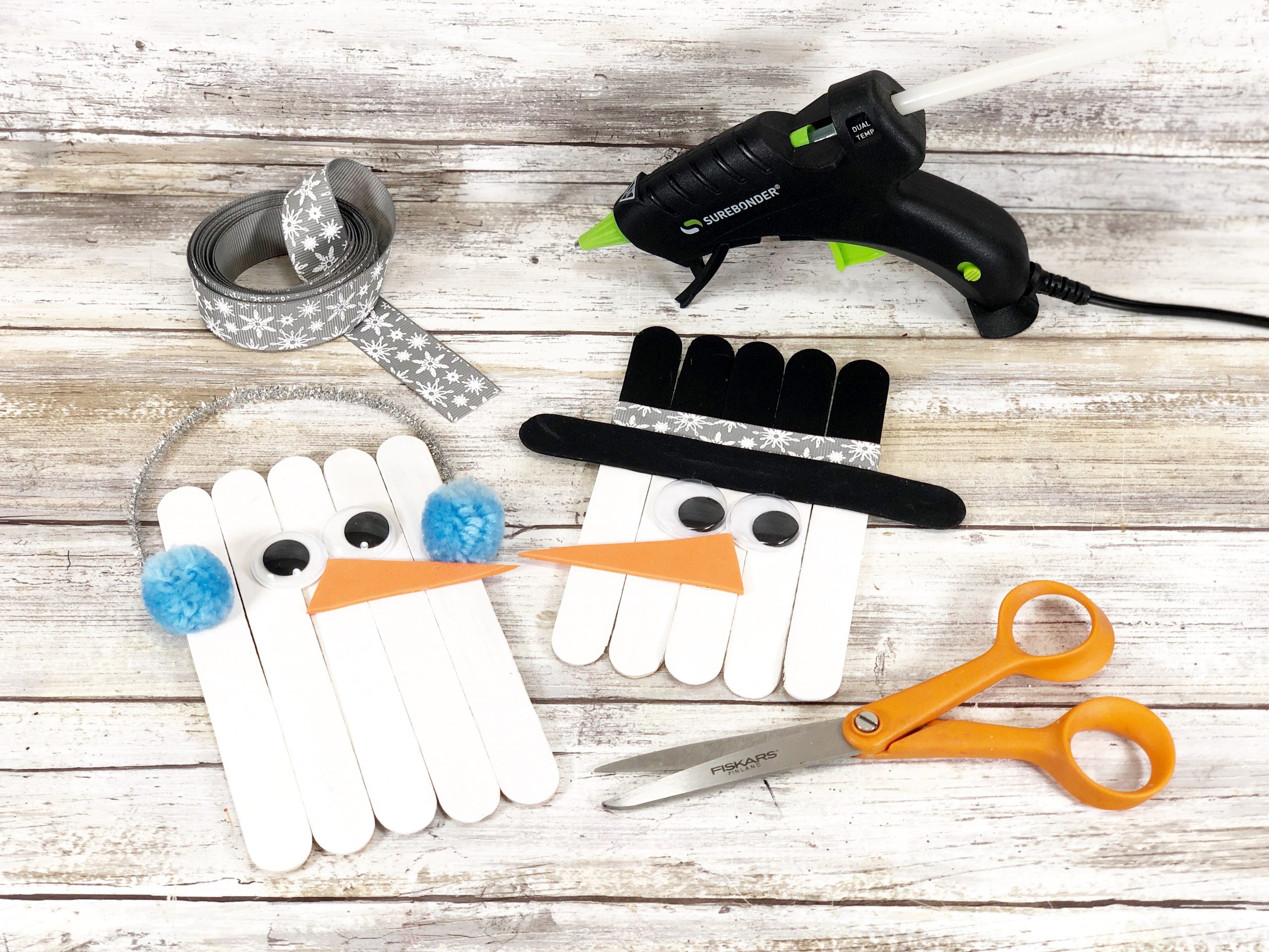 snowman winter popsicle stick craft for kids