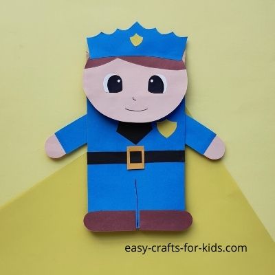 Police Officer Paper Bag Puppet Template 