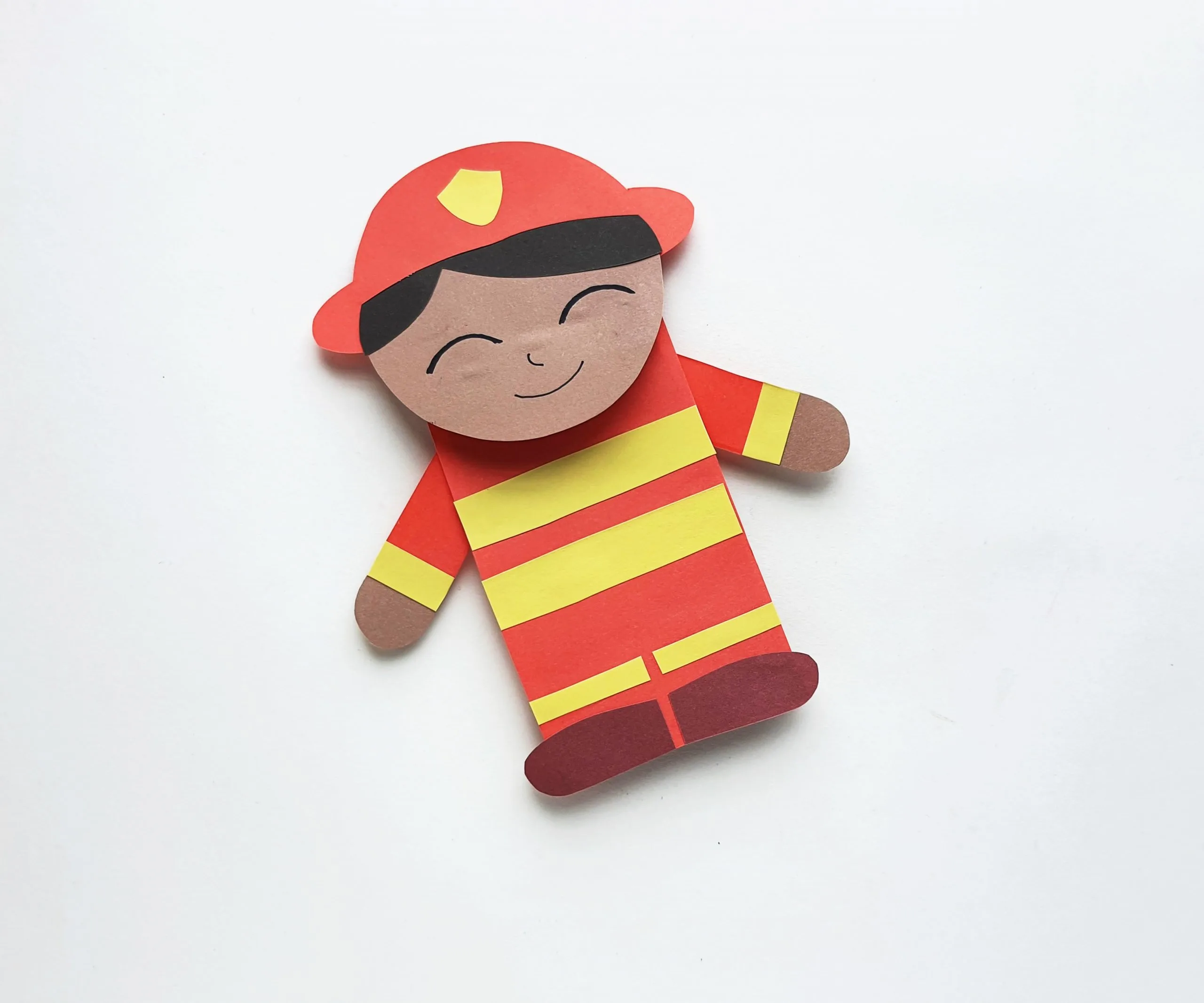 how to make a fireman puppet from a paper bag