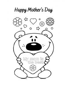 Mother's Day teddy bear coloring page