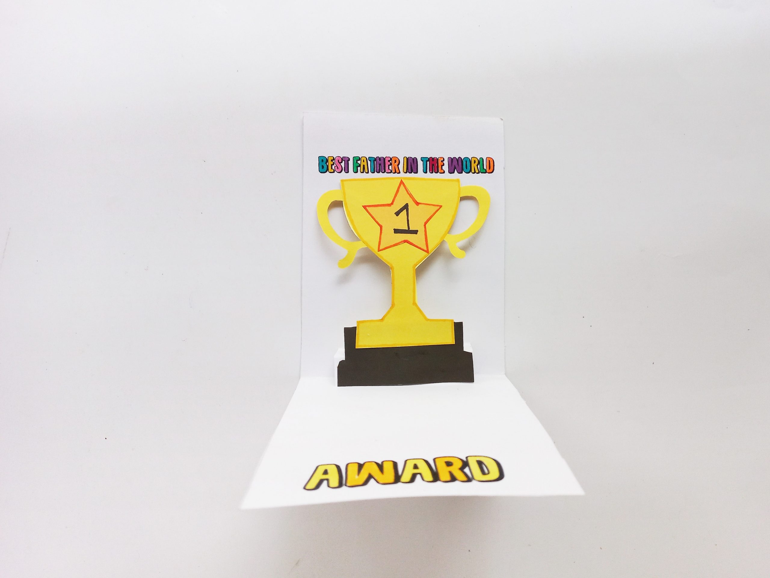 Father day trophy pop up card procedure