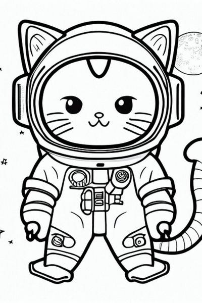 cat astronaut coloring pages
