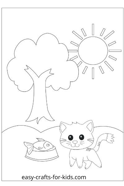 cat printable coloring page